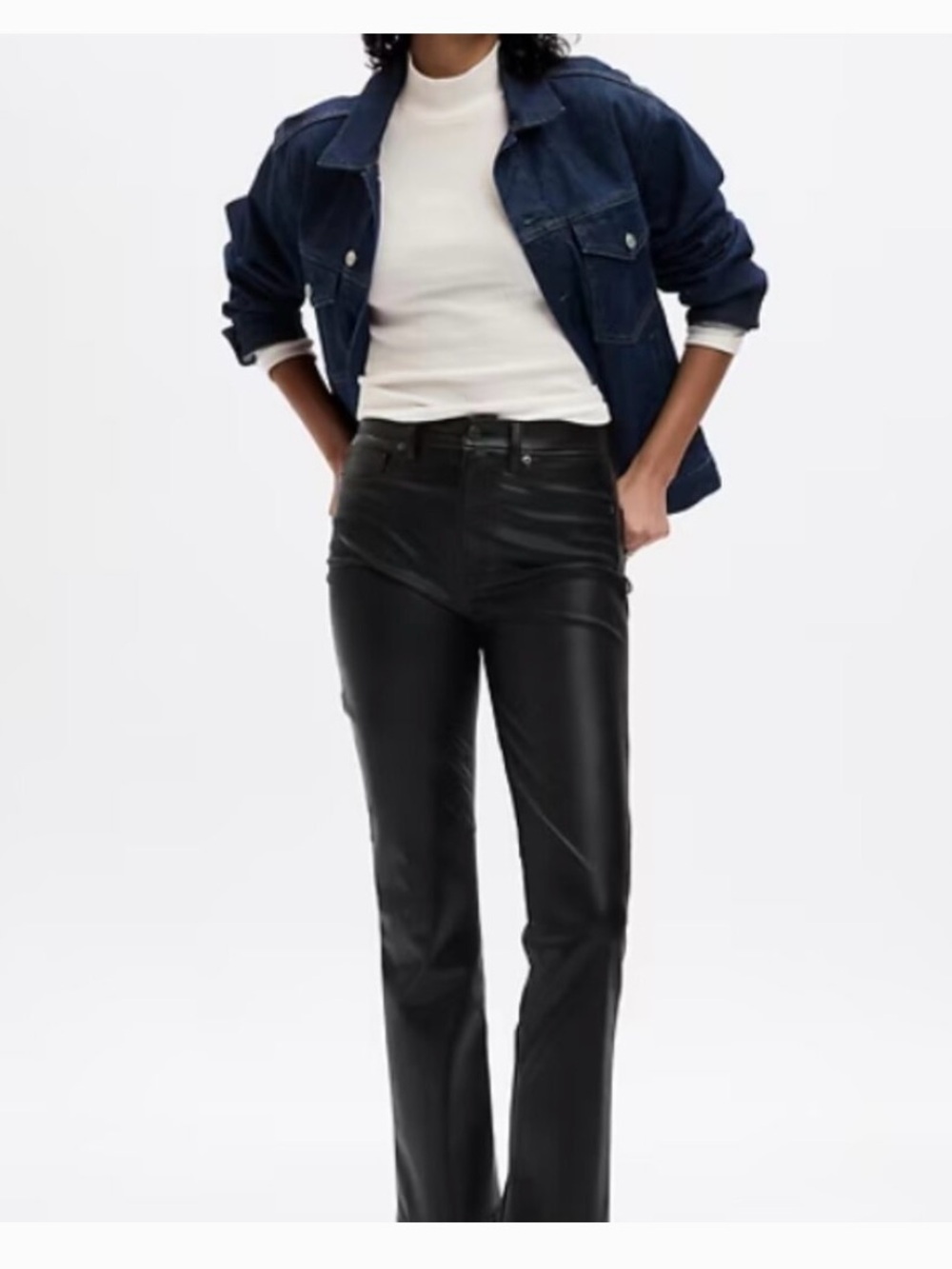 GAP Black Faux-Leather Straight Leg Jeans
